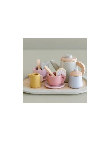 JUEGO DE TÉ DE MADERA