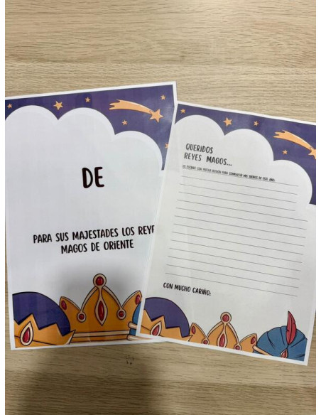 SOBRE + 2 CARTAS REYES MAGOS CORONAS