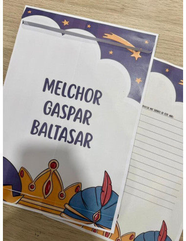 SOBRE + 2 CARTAS REYES MAGOS CORONAS