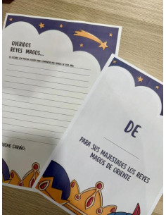 SOBRE PEQUE + 2 CARTAS REYES MAGOS CORONAS