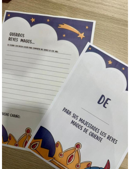 SOBRE PEQUE + 2 CARTAS REYES MAGOS CORONAS