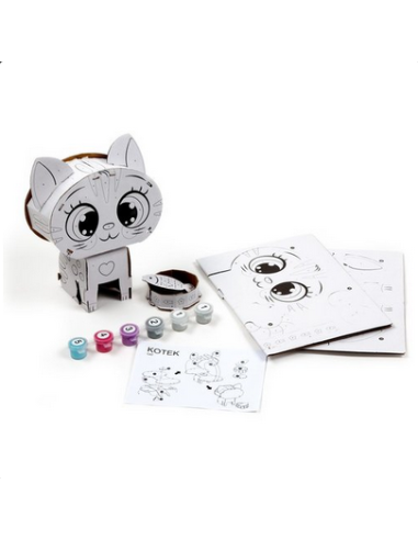 SET PINTAR POR NUMEROS FIGURA DE GATO 3D PARA MONTAR