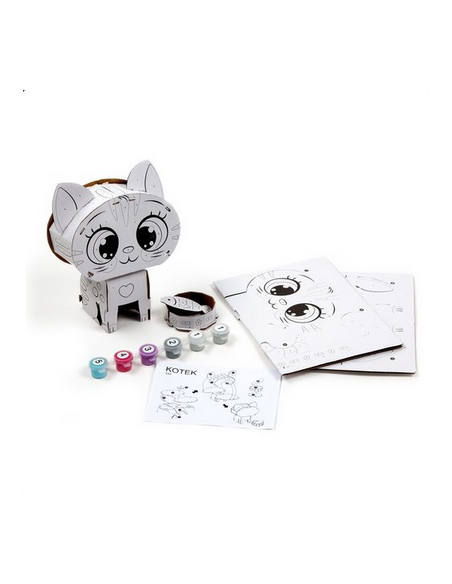 SET PINTAR POR NUMEROS FIGURA DE GATO 3D PARA MONTAR