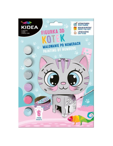 SET PINTAR POR NUMEROS FIGURA DE GATO 3D PARA MONTAR