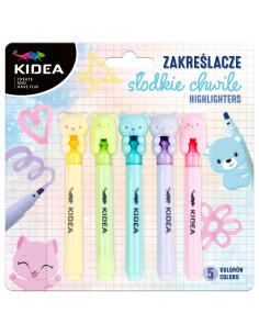 BLISTER 5 MARCADORES COLORES PASTEL CON TOPPER OSITOS