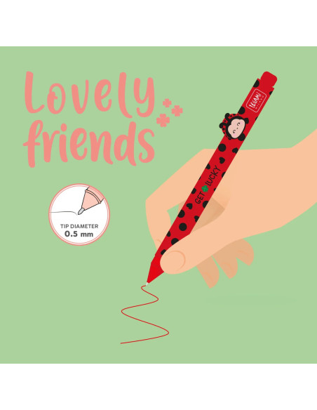BOLÍGRAFO DE GEL MARIQUITA  «GET LUCKY» – LOVELY FRIENDS LEGAMI