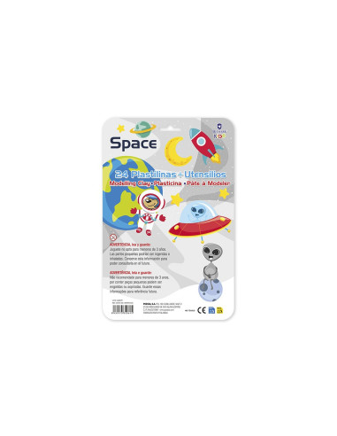 PLASTILINA 24 COLORES C/MOLDES ESPACIAL