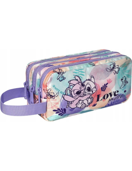ESTUCHE STITCH 3 COMPARTIMENTOS PASTEL