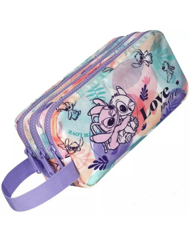 ESTUCHE STITCH 3 COMPARTIMENTOS PASTEL