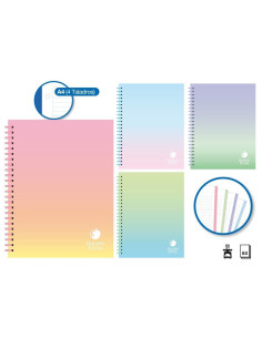 CUADERNO A4 RAINBOW SOFT RING 80H